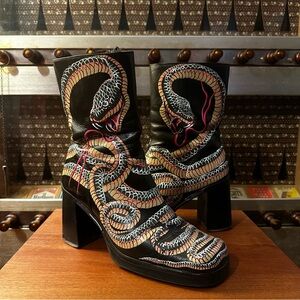 Three Pigs Vintage Custom Handpainted Boots